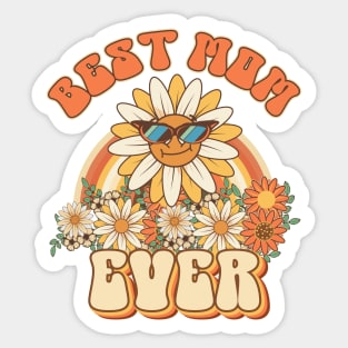 Best mom ever  Retro quote gift for funny mother Vintage floral pattern Sticker